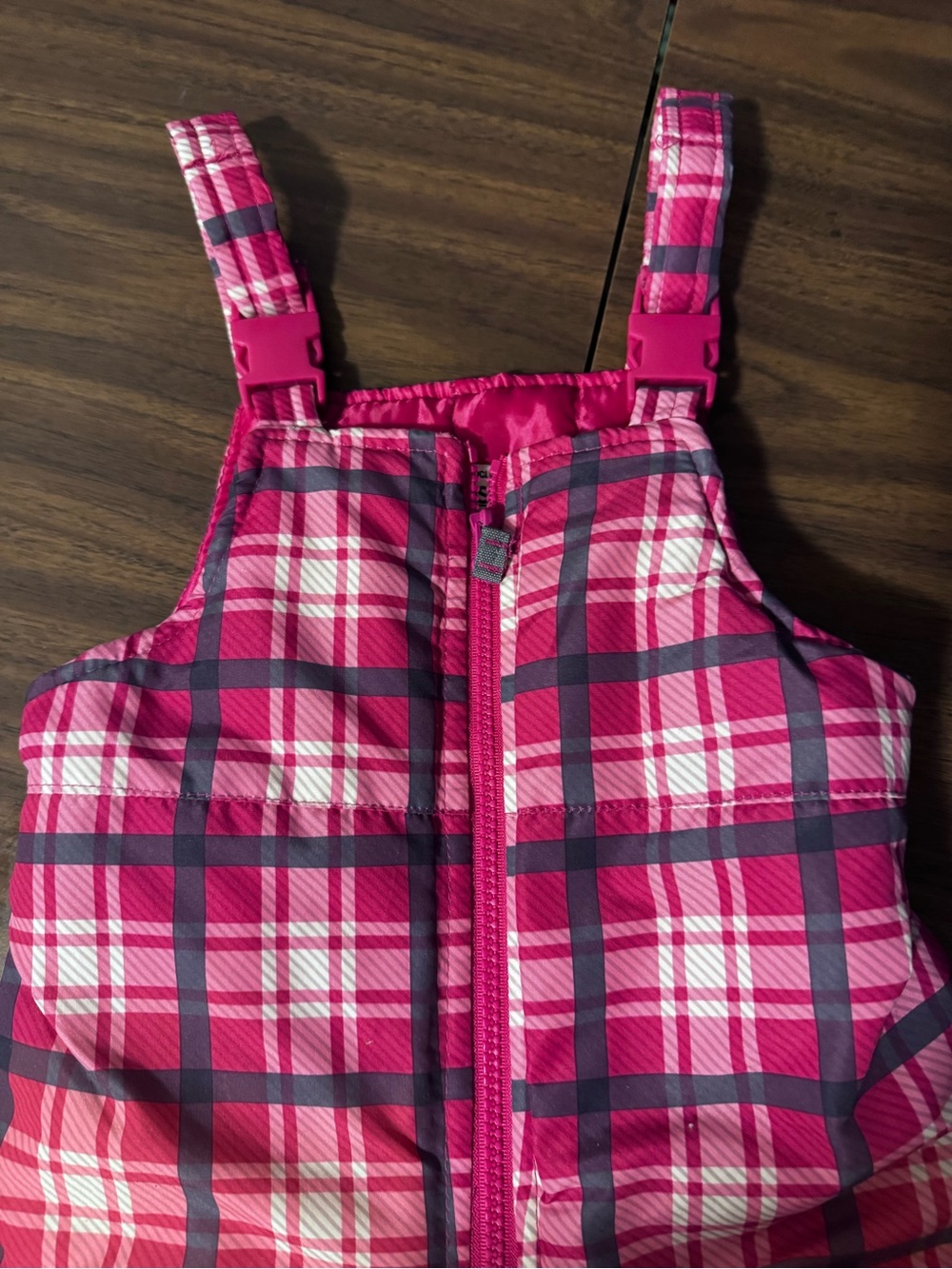 OshKosh B'gosh Pink Plaid Girls Snow Overalls